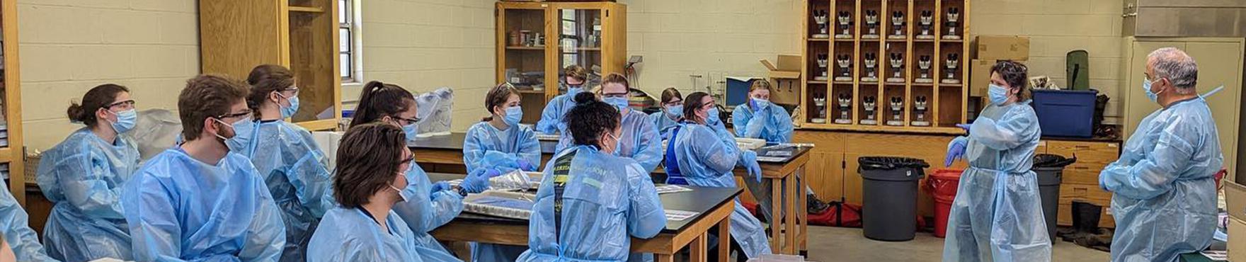 students attending a lab